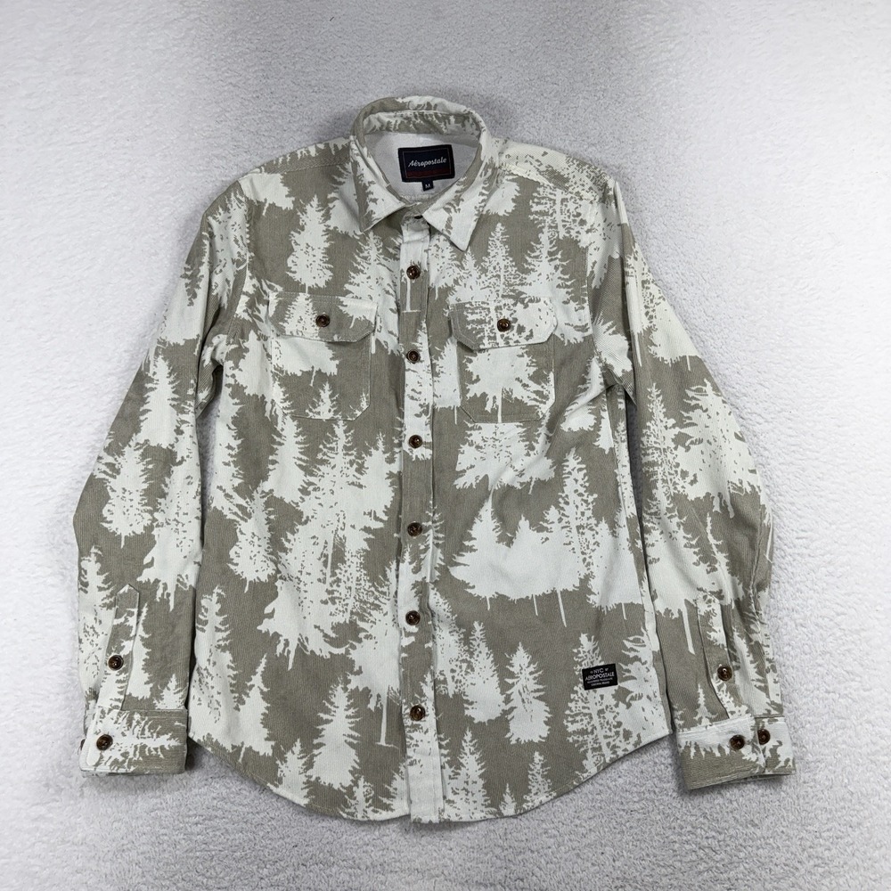 Vintage Aeropostale All Over Print Trees Corduroy Shirt Mens Size Medium